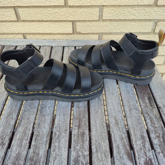 Dr. Martens Blaire Vegan Black Chunky Platform Strap Sandals - Picture 4 of 11